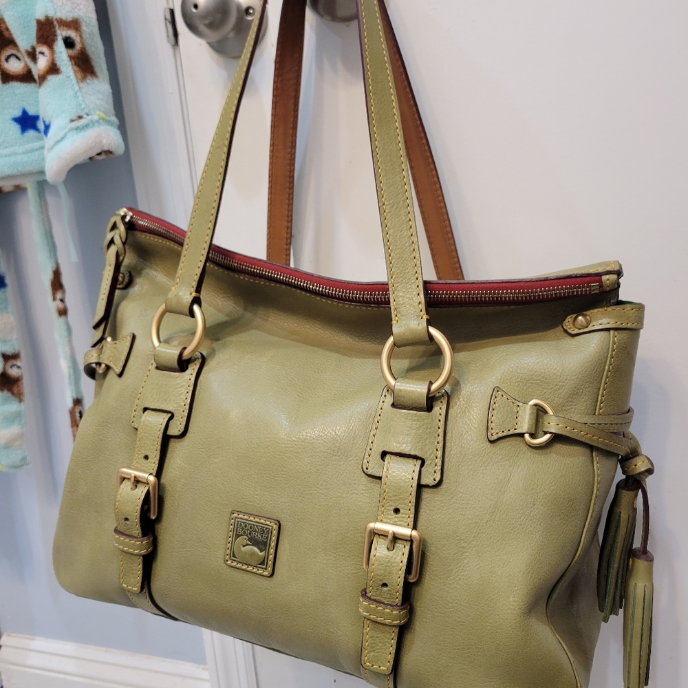 Dooney & Bourke Florentine Double Strap Tassel Satchel in Moss